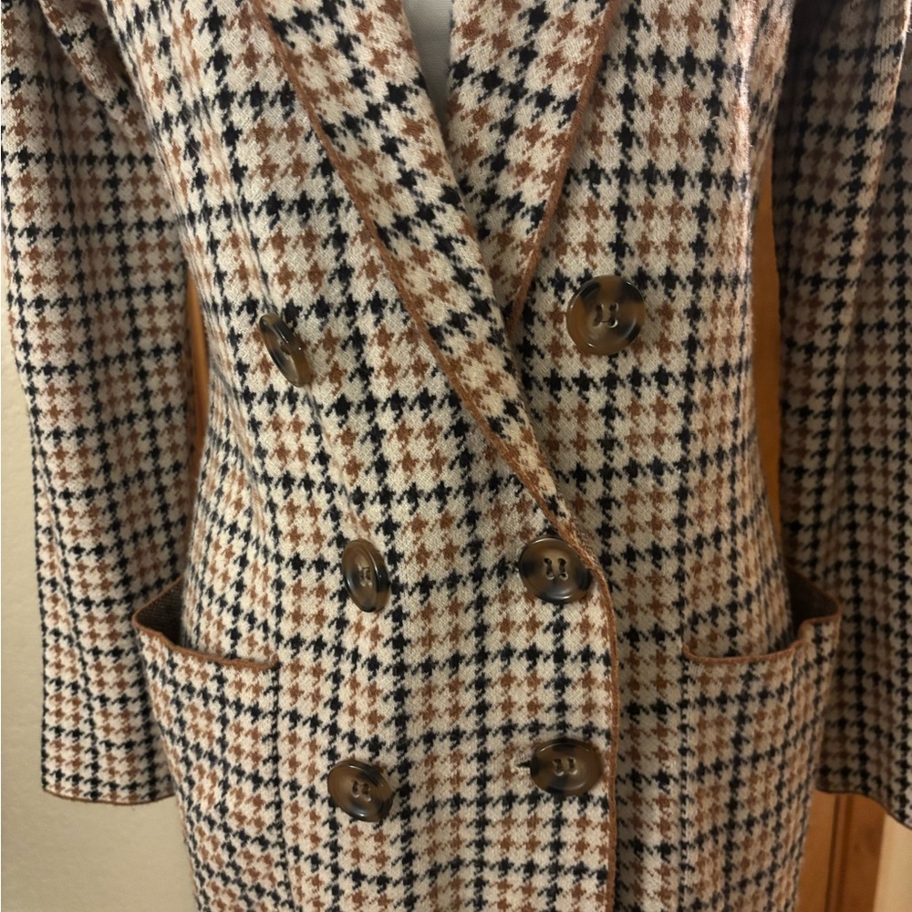 Marled Women's Houndstooth Sweater Blazer in Black and Tan - Picture 4 of 10